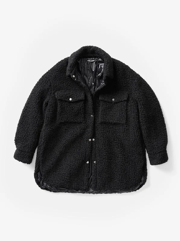 Casual Chic Clothing W Padded Wool Sherpa Jacket - Black