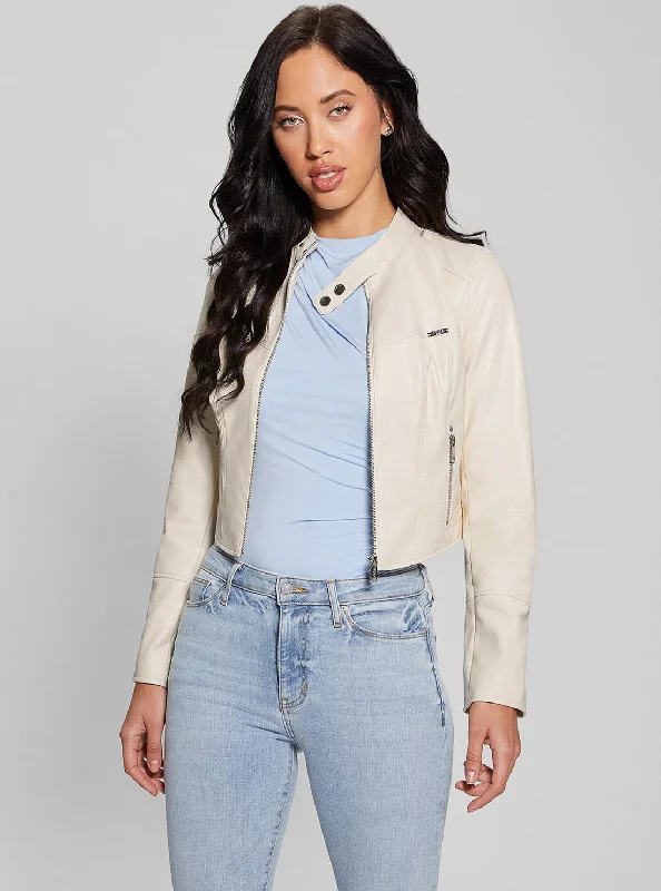 Women's Casual Apparel White Anita Moto Jacket