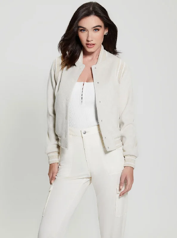 Women's Clothes And Garments White Gloria Logo Bomber Jacket