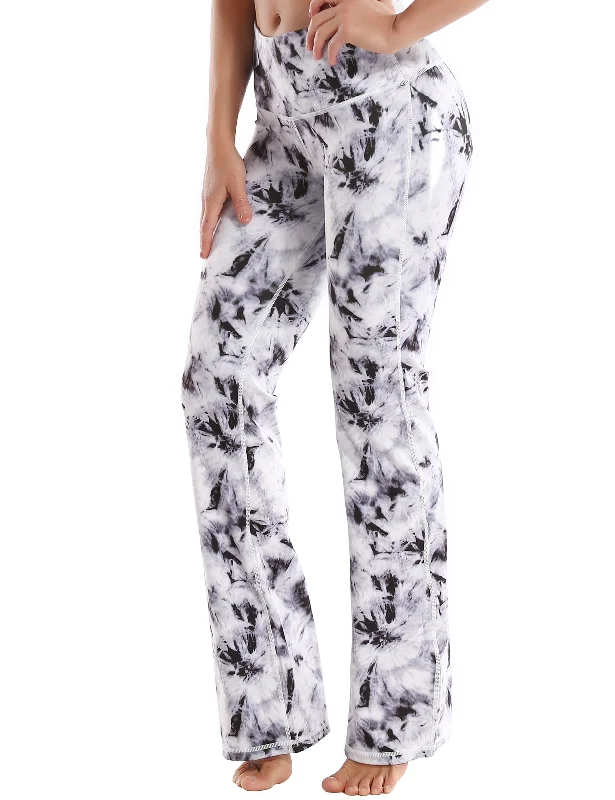 Urban Femme Streetwear 29" 31" 33" 35" 37" High Waist Printed Bootcut Leggings Black Dandelion