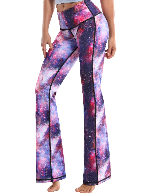 Trendy Outfits For Girls 29" 31" 33" 35" 37" High Waist Printed Bootcut Leggings Galaxy