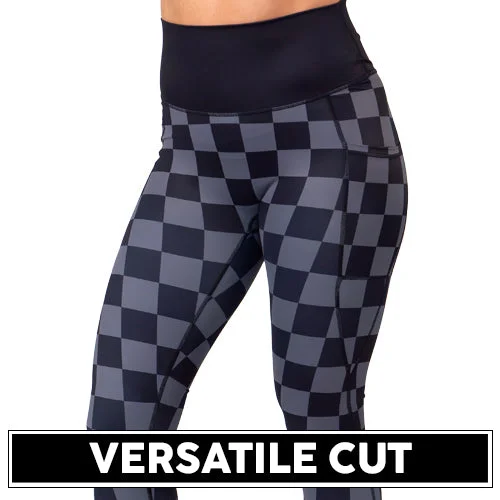 Vibrant Femme Fashion Black Checkers Leggings