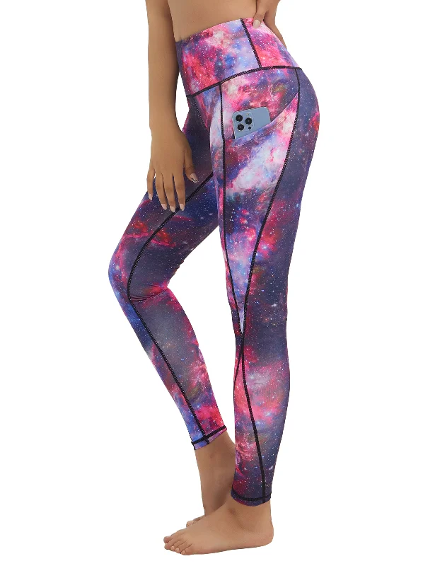 Elegant Fashion High Waist Side Pockets Yoga Pants galaxy