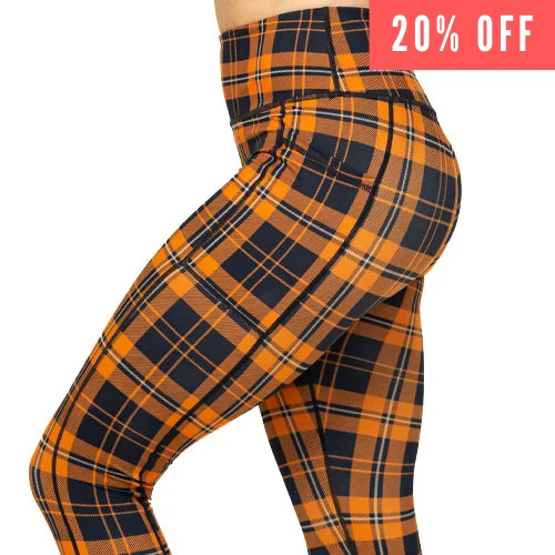 Day To Night Styles Pumpkin Patch Plaid Leggings