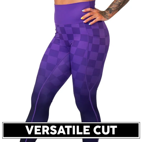 Evening Looks Purple Ombre Checkers Leggings