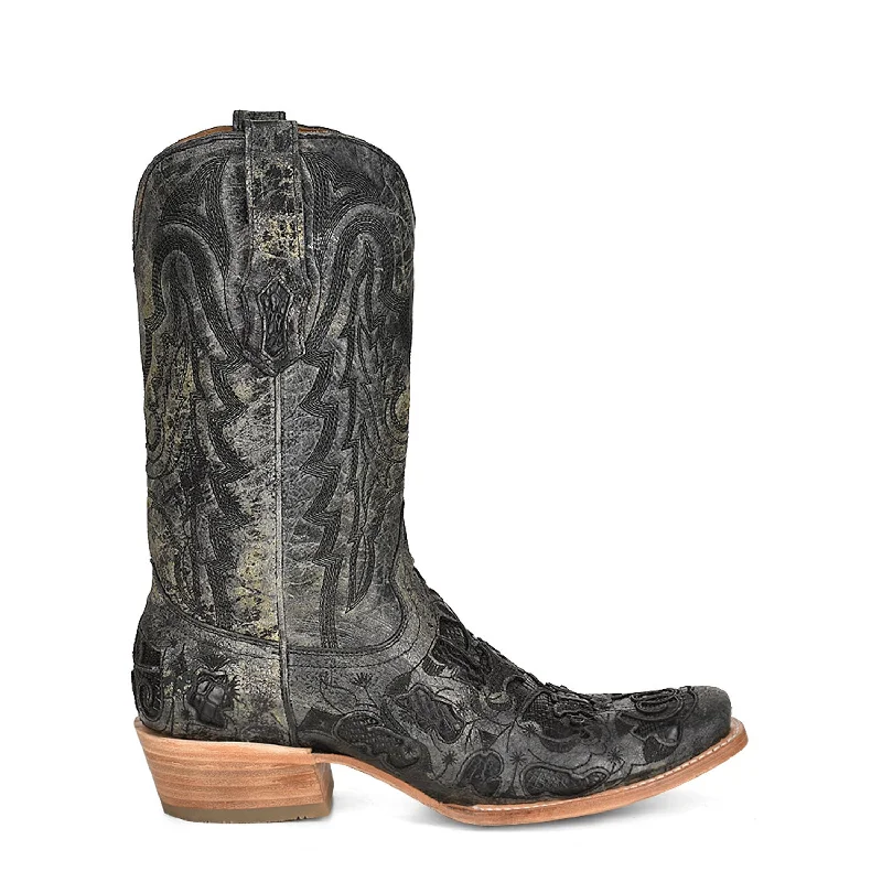 Men's Anti-Slip Boots Corral Womens Inlay Horseman Toe Black Alligator Leather 12.5in Cowboy Boots Men's Anti-Slip Boots Corral Womens Inlay Horseman Toe Black Alligator Leather 12.5in Cowboy Boots