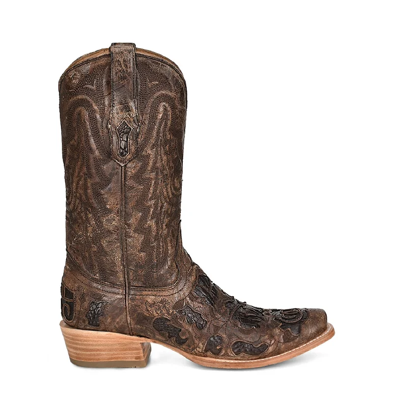Men's Classic Shoes Corral Womens Inlay Horseman Toe Chocolate Alligator Leather 12.5in Cowboy Boots Men's Classic Shoes Corral Womens Inlay Horseman Toe Chocolate Alligator Leather 12.5in Cowboy Boots