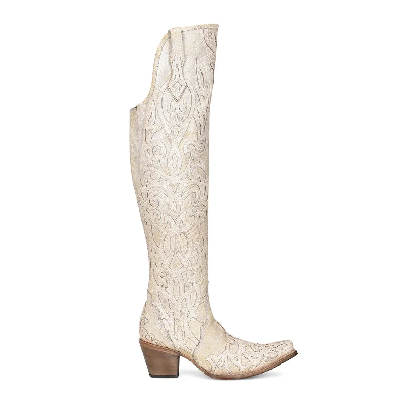 Men's Ergonomic Boots Corral Womens Beige Glitter Overlay White Cowhide 22in Cowboy Boots Men's Ergonomic Boots Corral Womens Beige Glitter Overlay White Cowhide 22in Cowboy Boots