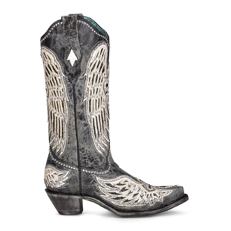 Men's Cushioned Shoes Corral Womens A4232 Black Leather 13in Winged Cross Cowboy Boots Men's Cushioned Shoes Corral Womens A4232 Black Leather 13in Winged Cross Cowboy Boots