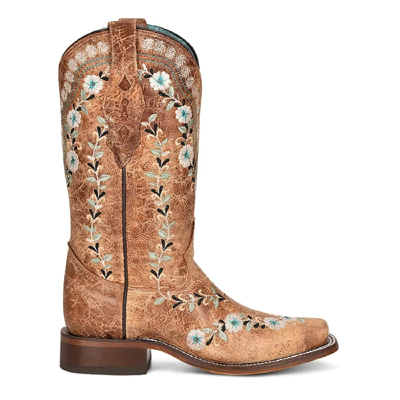 Men's All-Day Wear Boots Corral Womens A4398 Cognac Leather Floral Stitch Cowboy Boots Men's All-Day Wear Boots Corral Womens A4398 Cognac Leather Floral Stitch Cowboy Boots
