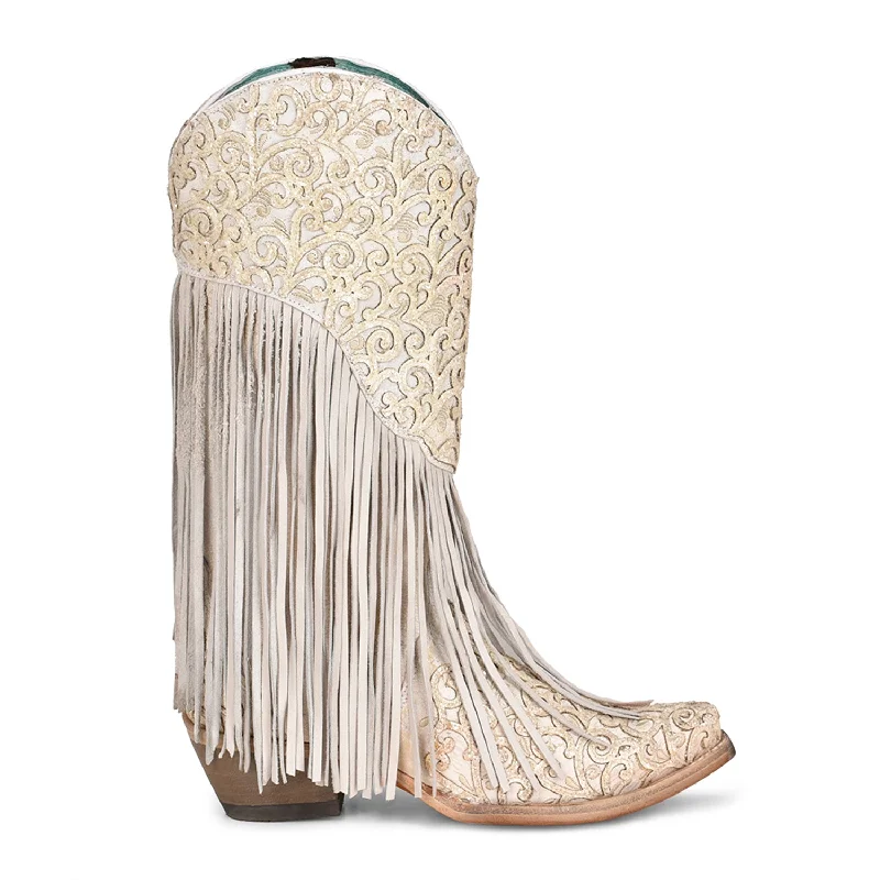 Men's Minimalist Boots Corral Womens C3955 White Leather Wedding Fringe Cowboy Boots Men's Minimalist Boots Corral Womens C3955 White Leather Wedding Fringe Cowboy Boots