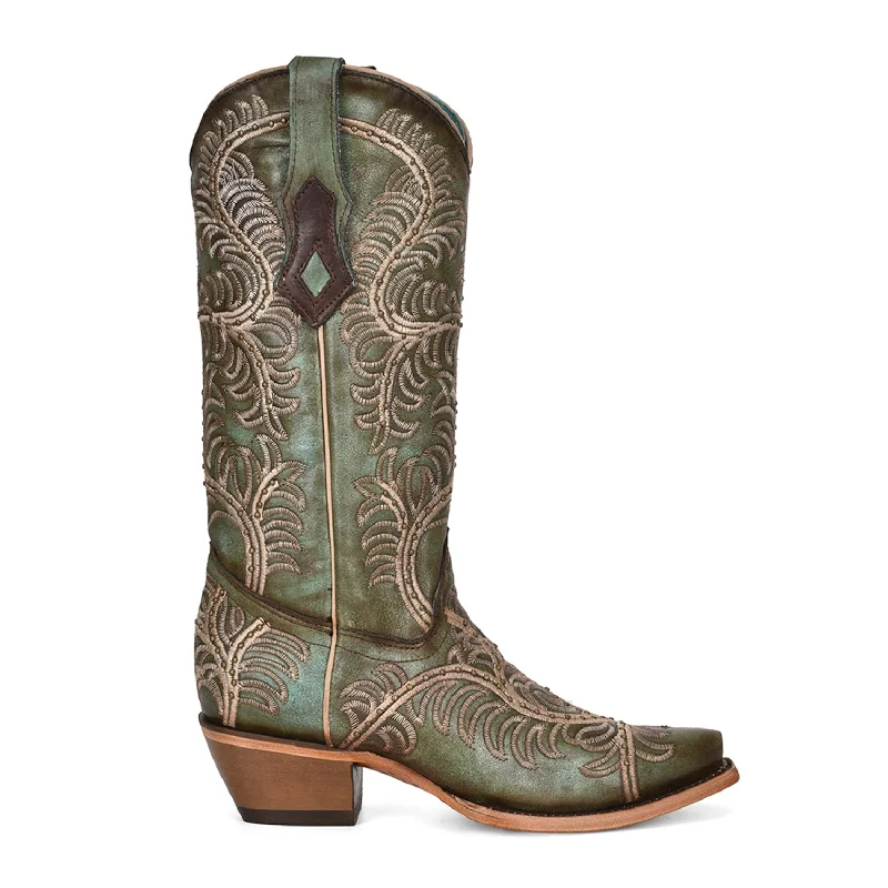 Men's Adaptive Fit Boots Corral Womens C4009 Turquoise Leather Distressed Cowboy Boots