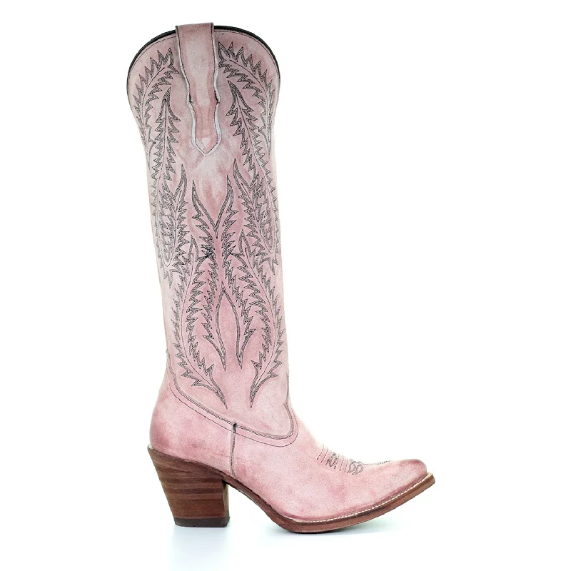 Men's Flexible Sole Boots Corral Womens E1447 Dusty Rose Leather 16in Classic Cowboy Boots