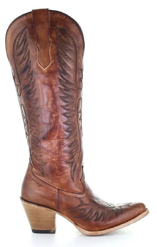 Men's Trendy Shoes Corral Womens E1570 Brown Leather 13in Classic Cowboy Boots