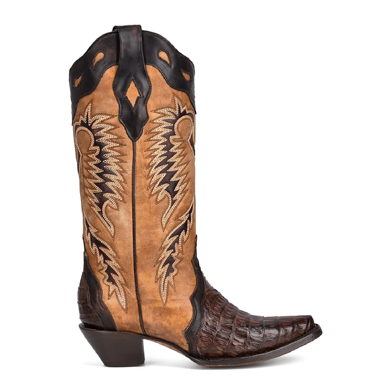 Men's Elegant Boots Corral Womens Embroidered Cowboy Boots Caiman Tan/Brown