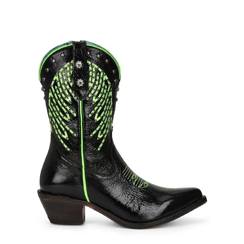 Men's Trendy Boots Corral Womens F1310 Neon/Black Leather Zipper Western Cowboy Boots Men's Trendy Boots Corral Womens F1310 Neon/Black Leather Zipper Western Cowboy Boots