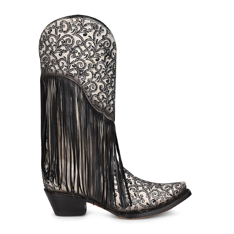 Men's All-Season Boots Corral Womens Intricate Fringe Cowboy Boots Leather Black/White Men's All-Season Boots Corral Womens Intricate Fringe Cowboy Boots Leather Black/White