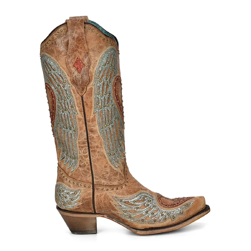 Early Access To Discounted Designer Shoes Corral Womens Winged Heart Cowboy Boots Leather Tan Early Access To Discounted Designer Shoes Corral Womens Winged Heart Cowboy Boots Leather Tan