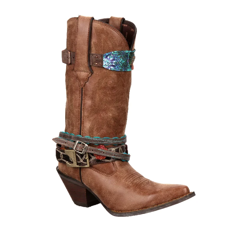 Men's Comfortable Shoes Crush by Durango Womens Brown Faux Leather Accessorized Western Cowboy Boots