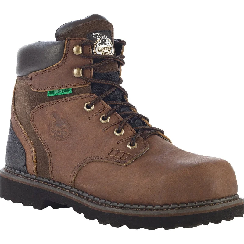 Sleek And Modern Shoes Georgia Brookville Mens Dark Brown Leather Steel Toe WP Work Boots Sleek And Modern Shoes Georgia Brookville Mens Dark Brown Leather Steel Toe WP Work Boots