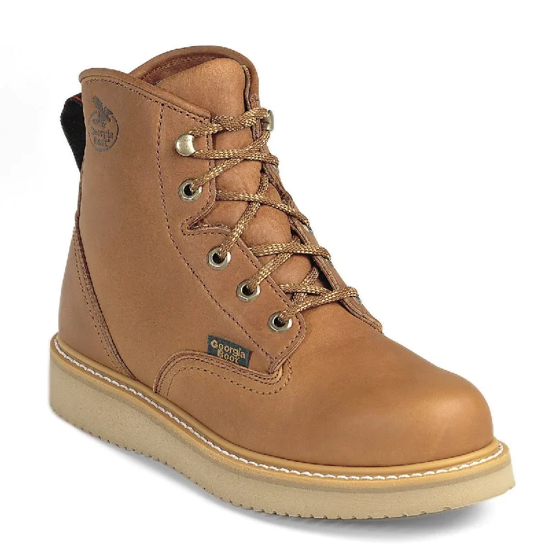 Men's Flexible Shoes Georgia Farm 'n Ranch Mens Barracuda Leather Wedge Work Boots