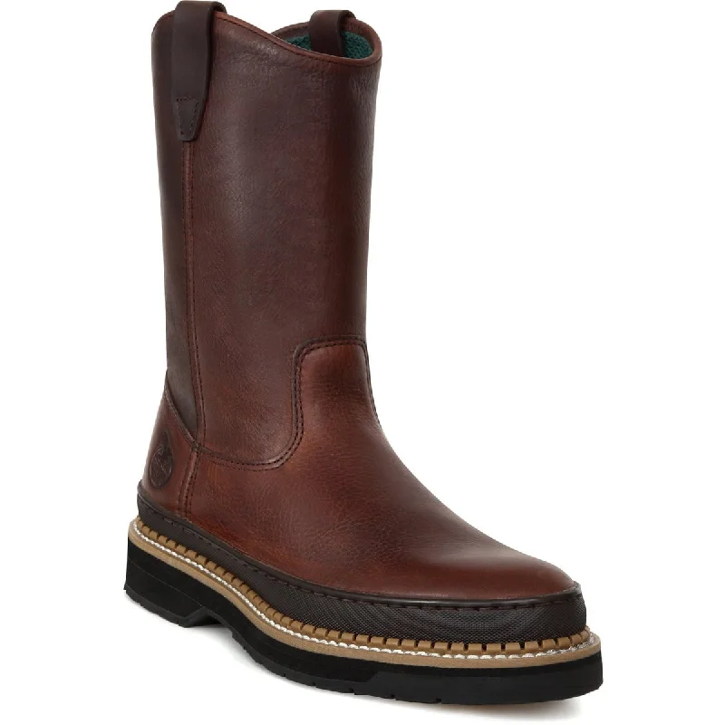 Men's Shock-Absorbing Shoes Georgia Giant Mens Soggy Brown Leather Wellington Pull On Work Boots Men's Shock-Absorbing Shoes Georgia Giant Mens Soggy Brown Leather Wellington Pull On Work Boots