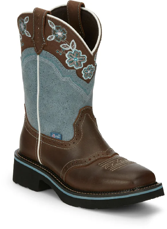 Men's Breathable Boots Justin 11in Gypsy Floral Womens Blue Starlina Leather Cowboy Boots 6B Men's Breathable Boots Justin 11in Gypsy Floral Womens Blue Starlina Leather Cowboy Boots 6B