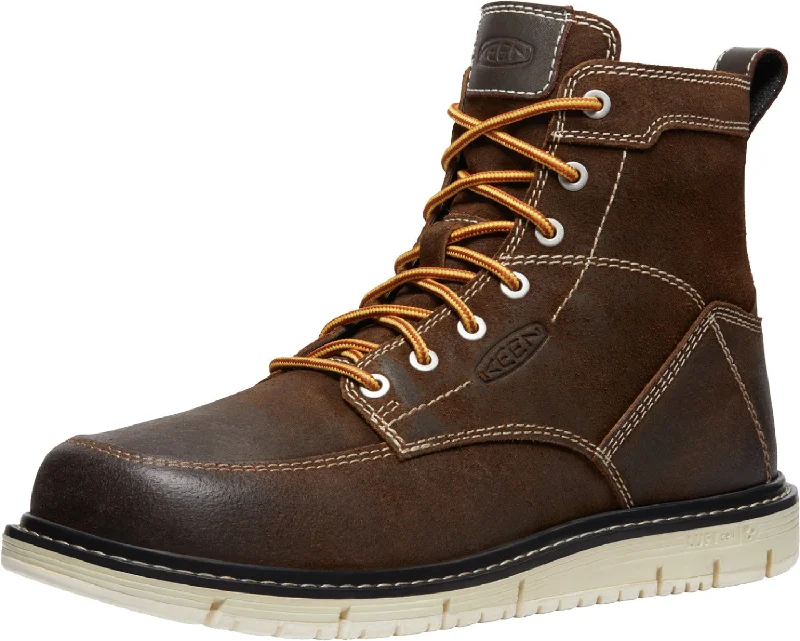 Special Promotion On Comfortable Walking Shoes Keen Utility Mens San Jose 6in Soft Coffee Bean/Star White Leather Work Boots