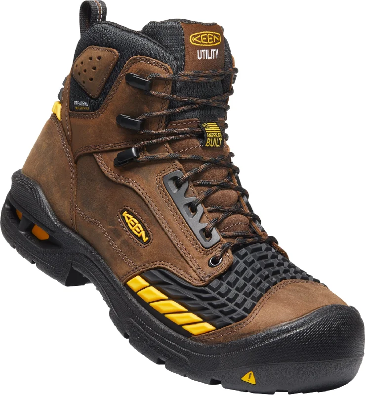 Men's Shock-Absorbing Shoes Keen Utility Mens Troy 6in KBF WP Dark Earth/Black Leather Work Boots Men's Shock-Absorbing Shoes Keen Utility Mens Troy 6in KBF WP Dark Earth/Black Leather Work Boots