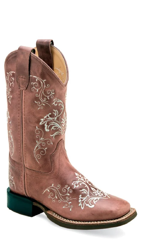 Men's All-Season Shoes Old West Children Girls Broad Square Toe Cactus Pink Leather Cowboy Boots 10 D