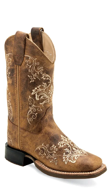 Men's Sporty Boots Old West Children Unisex Broad Square Toe Burnt Tan Leather Cowboy Boots 10 D