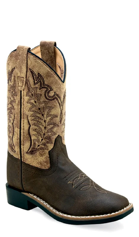 Men's Supportive Shoes Old West Children Unisex Square Toe Brown/Vintage Tan Faux Leather Cowboy Boots Men's Supportive Shoes Old West Children Unisex Square Toe Brown/Vintage Tan Faux Leather Cowboy Boots