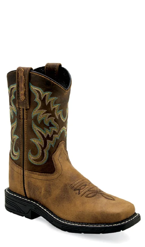 Hot Deals On Casual Shoes Old West Children Unisex Square Toe Burnt Tan/Rugby Mustard Leather Cowboy Boots 10 D
