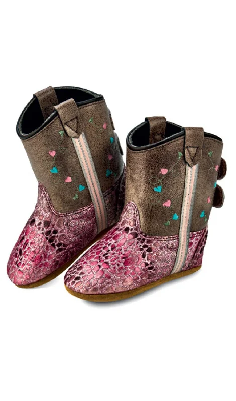 Men's Durable Boots Old West Infant Girls Poppets Antique Pink/Brown Faux Leather Cowboy Boots Men's Durable Boots Old West Infant Girls Poppets Antique Pink/Brown Faux Leather Cowboy Boots