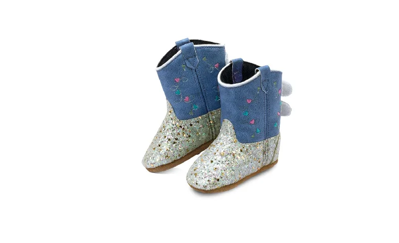 Men's Seamless Design Boots Old West Infant Girls Poppets Sparkling Silver/Sky Faux Leather Cowboy Boots Men's Seamless Design Boots Old West Infant Girls Poppets Sparkling Silver/Sky Faux Leather Cowboy Boots