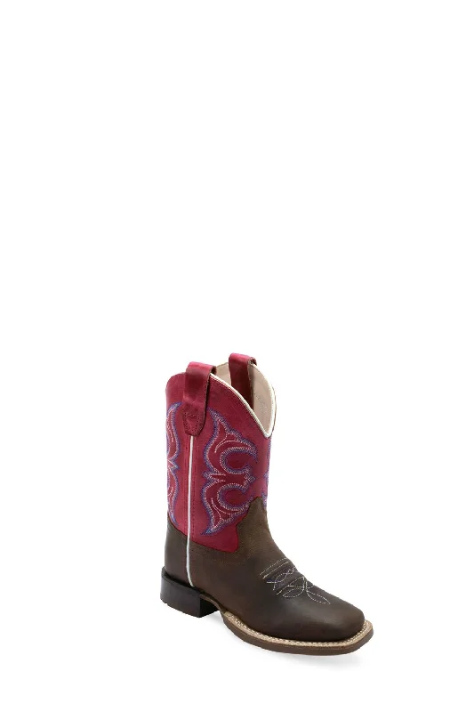 Men's Shock-Absorbing Shoes Old West Kids Unisex Broad Square Toe Brown/Fuchsia Waxy Leather Cowboy Boots Men's Shock-Absorbing Shoes Old West Kids Unisex Broad Square Toe Brown/Fuchsia Waxy Leather Cowboy Boots