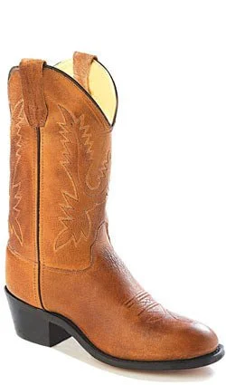Men's Waterproof Boots Old West Tan Youth Girls Corona Calf Leather Round Toe Cowboy Boots 5.5 D