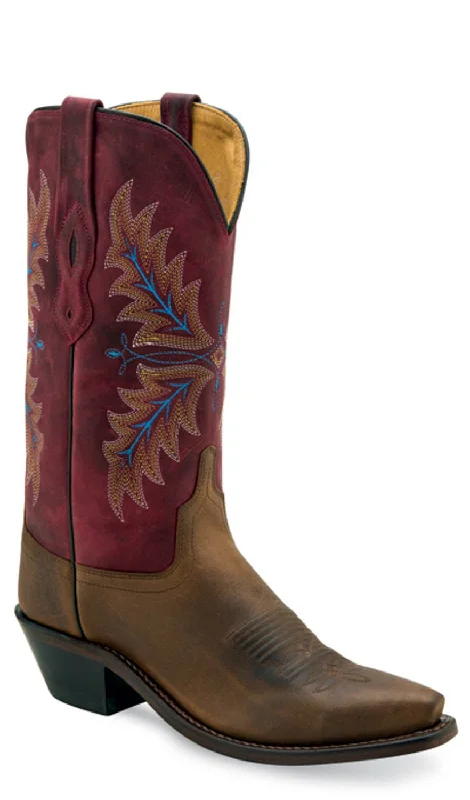 Men's Stylish Shoes Old West Womens Fashion Wear Cloudy Brown/Cloudy Burgundy Leather Cowboy Boots 8.5 B