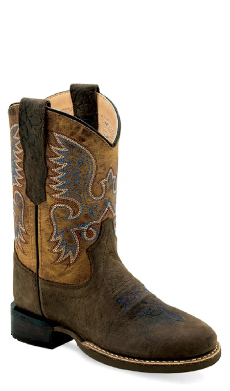 Men's Classic Shoes Old West Youth Unisex Broad Round Toe Burnt Dark Brown Leather Cowboy Boots Men's Classic Shoes Old West Youth Unisex Broad Round Toe Burnt Dark Brown Leather Cowboy Boots