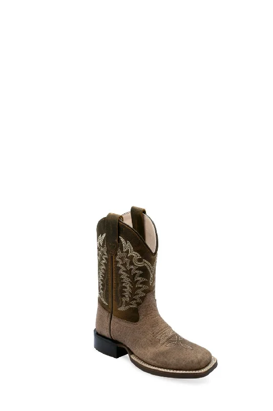 Men's Lightweight Boots Old West Youth Unisex Broad Square Toe Brown/Rugby Mustard Leather Cowboy Boots Men's Lightweight Boots Old West Youth Unisex Broad Square Toe Brown/Rugby Mustard Leather Cowboy Boots