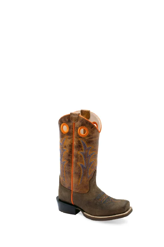 Men's Flexible Shoes Old West Youth Unisex Medium Square Toe Burnt Dark Brown Leather Cowboy Boots Men's Flexible Shoes Old West Youth Unisex Medium Square Toe Burnt Dark Brown Leather Cowboy Boots