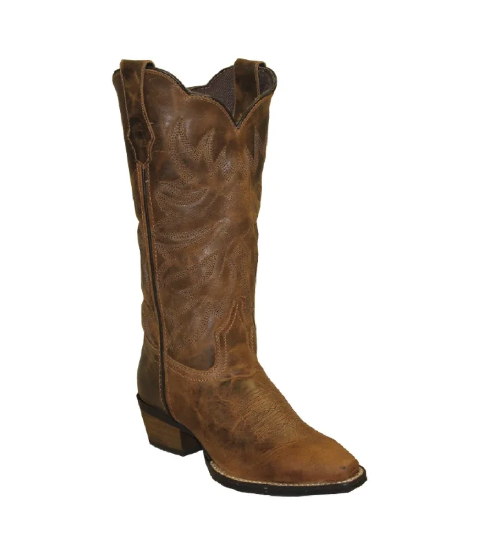 Men's Premium Shoes Rawhide Womens 12in Scalloped Top Brown Leather Cowboy Boots