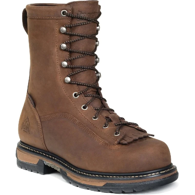 Men's Anti-Slip Boots Rocky Ironclad Mens DK Brown Leather 8in Steel Toe Waterproof Work Boots Men's Anti-Slip Boots Rocky Ironclad Mens DK Brown Leather 8in Steel Toe Waterproof Work Boots