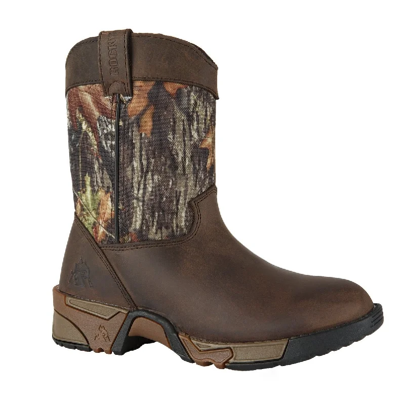 Men's Sporty Shoes Rocky Kids Boys Brown Leather Aztec Wellington Camo Cowboy Boots