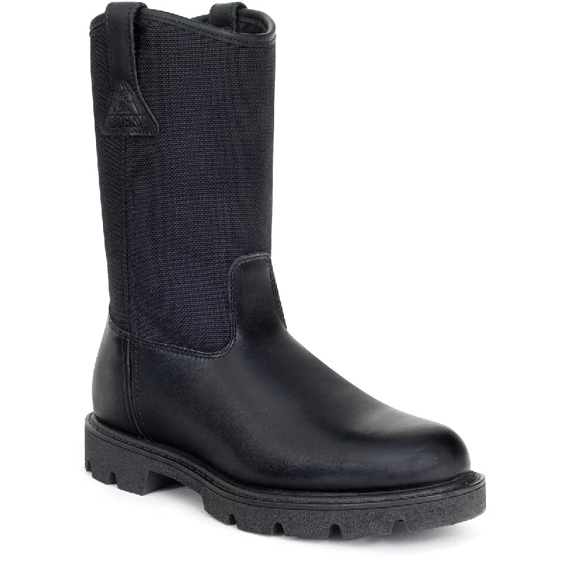 Limited-Time Shoe Discounts On Top Brands Rocky Mens Black Leather Pull-On Wellington Duty Work Boots Limited-Time Shoe Discounts On Top Brands Rocky Mens Black Leather Pull-On Wellington Duty Work Boots