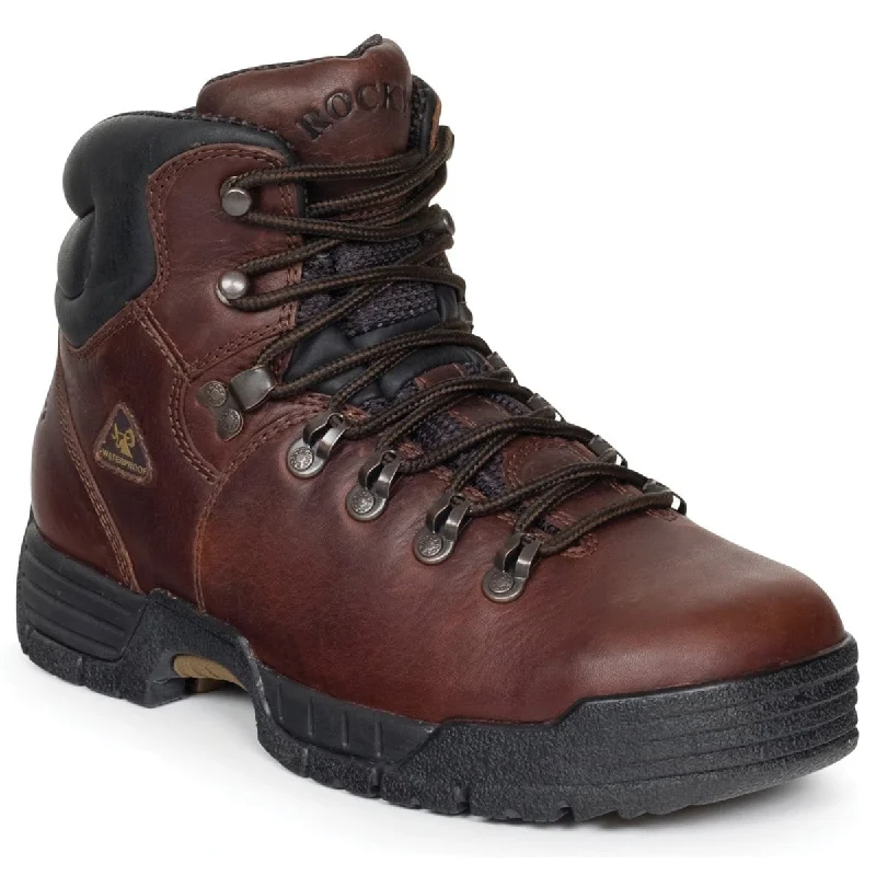 Men's Slip-Resistant Boots Rocky Mens Dark Brown Leather Mobilite Steel Toe Waterproof Work Boots Men's Slip-Resistant Boots Rocky Mens Dark Brown Leather Mobilite Steel Toe Waterproof Work Boots