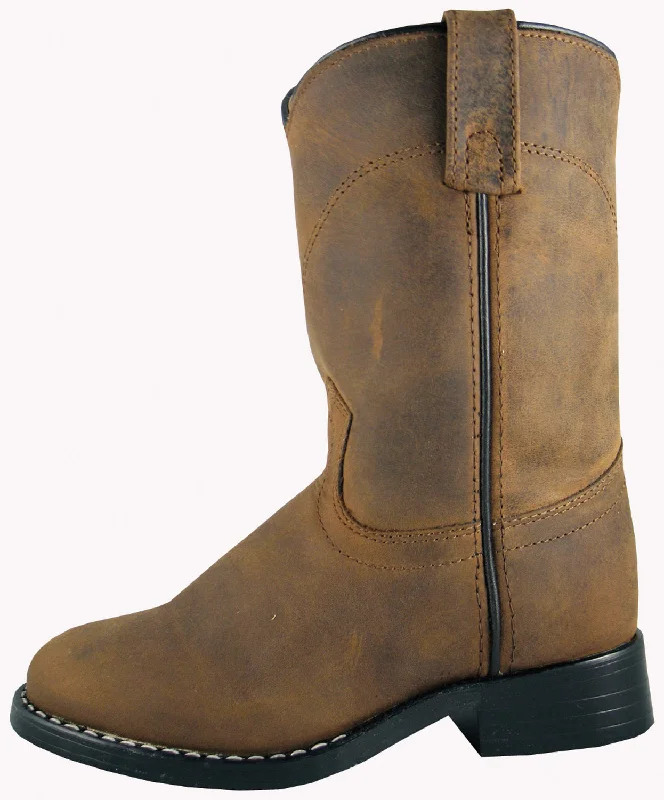 Men's Casual Shoes Smoky Mountain Boots Youth Boys Roper Brown Leather Cowboy 4 D