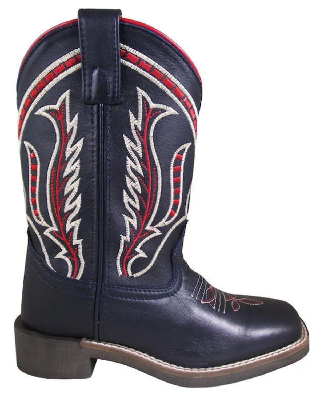 Men's Shock-Resistant Boots Smoky Mountain Children Boys Dallas Navy Leather Cowboy Boots