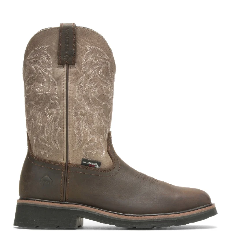 Men's Durable Shoes Wolverine Mens Dark Taupe Leather Work Boots Rancher WP ST 10in Men's Durable Shoes Wolverine Mens Dark Taupe Leather Work Boots Rancher WP ST 10in