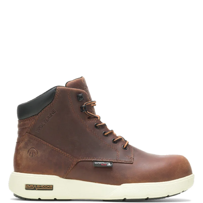 Men's Shock-Resistant Boots Wolverine Mens Peanut Leather Work Boots Kickstart 6in WP CM Men's Shock-Resistant Boots Wolverine Mens Peanut Leather Work Boots Kickstart 6in WP CM